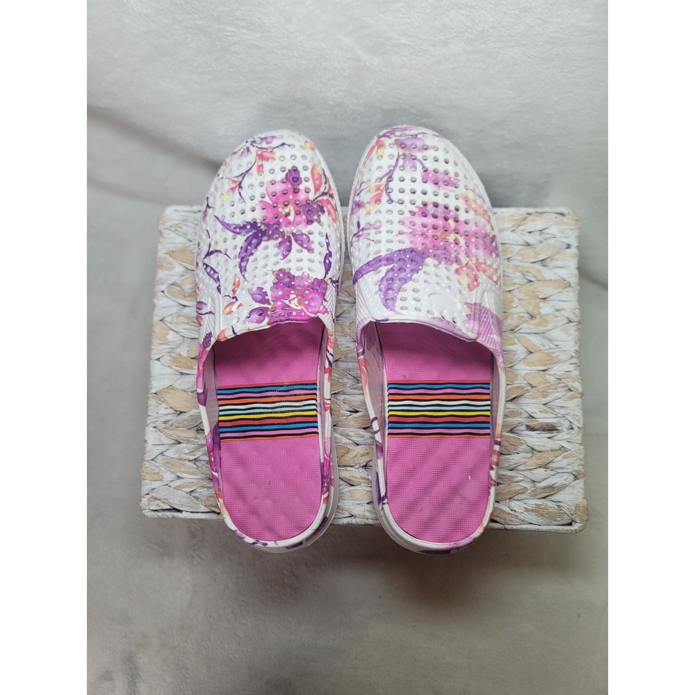 Beach Vacation Floral Waterproof Mules Clogs Slip On Lightweight Rubber Size 10